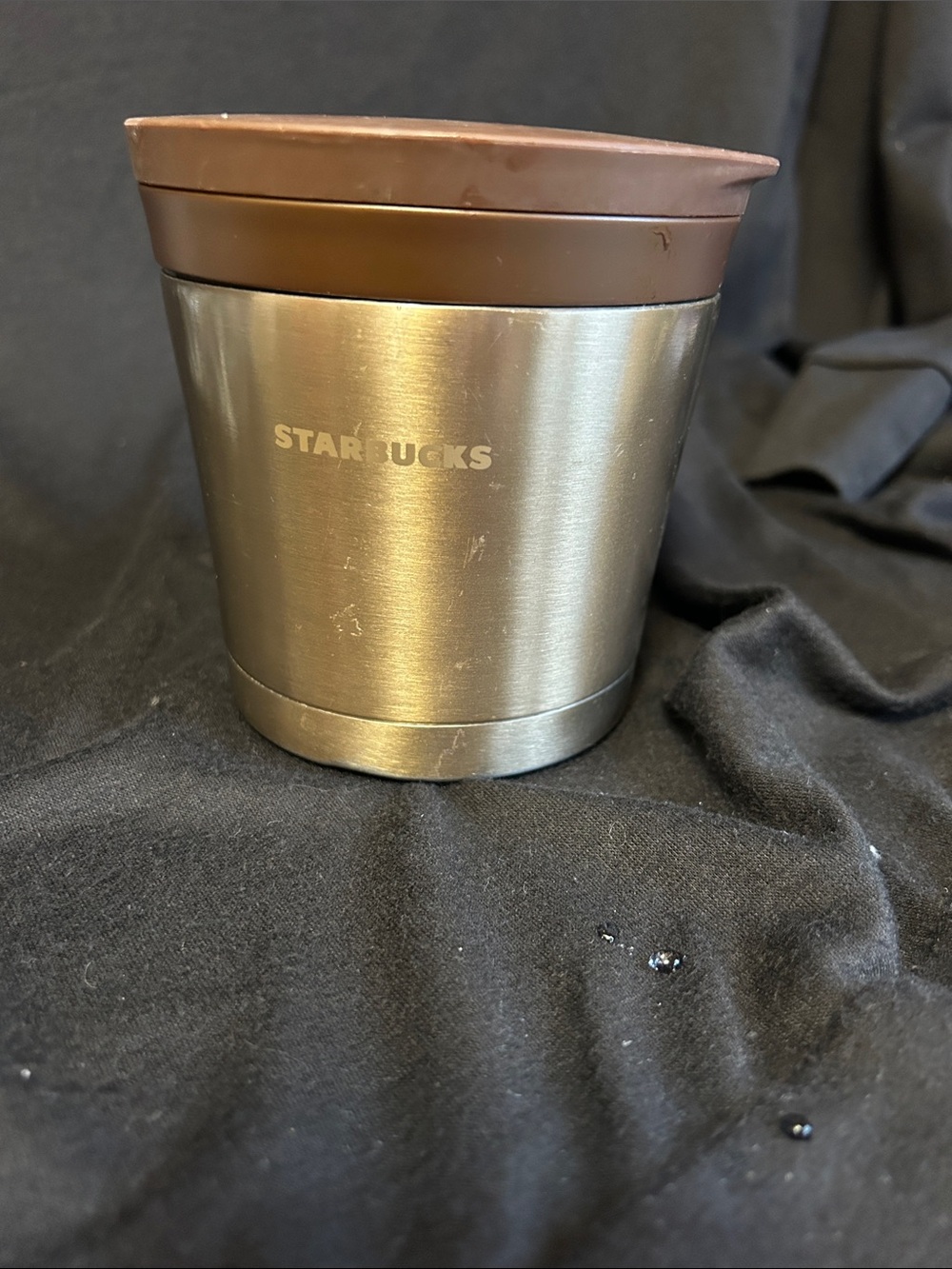 Starbucks Stainless Steel Oatmeal Cup with Brown Lid and Spoon